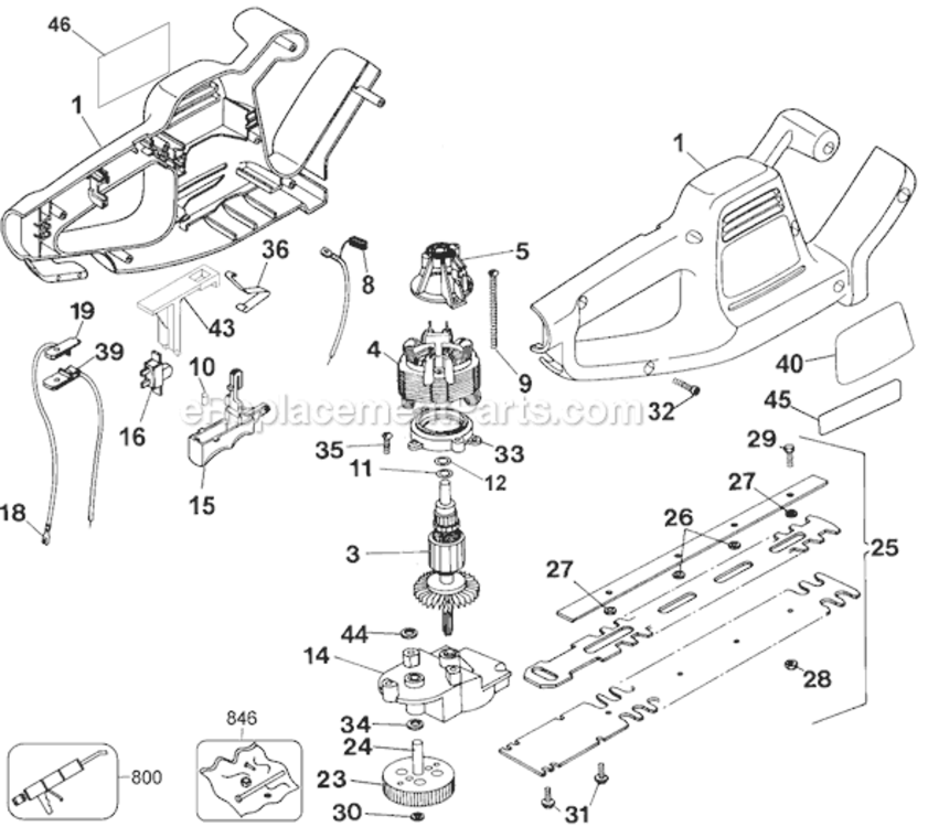 Page A Diagram and Parts List for TR165 Type 4 Black and Decker Hedge Trimmer
